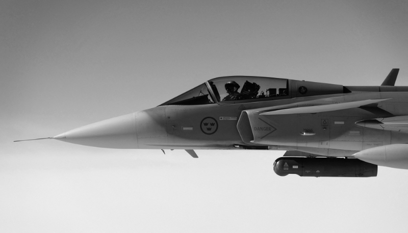 Un avion Gripen JAS-39 du constructeur suédois Saab.