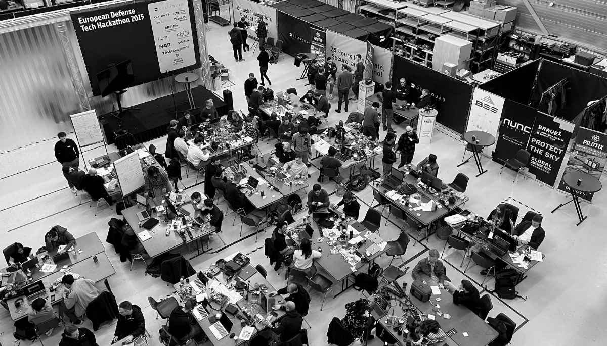 Hackathon organisé à Amsterdam, le 28 mars 2025, par l'European Defense Tech Hub.