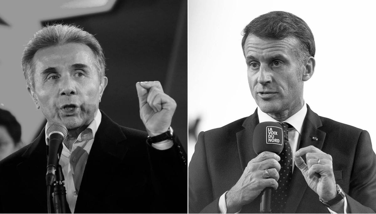 Bidzina Ivanichvili, à la tête du parti Rêve géorgien, et le président français Emmanuel Macron.