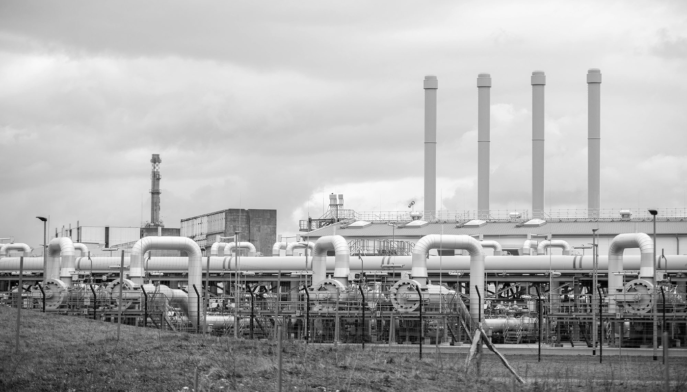 Vue de la station de débarquement Nord Stream 2 GER, à Lubmin, en Allemagne.