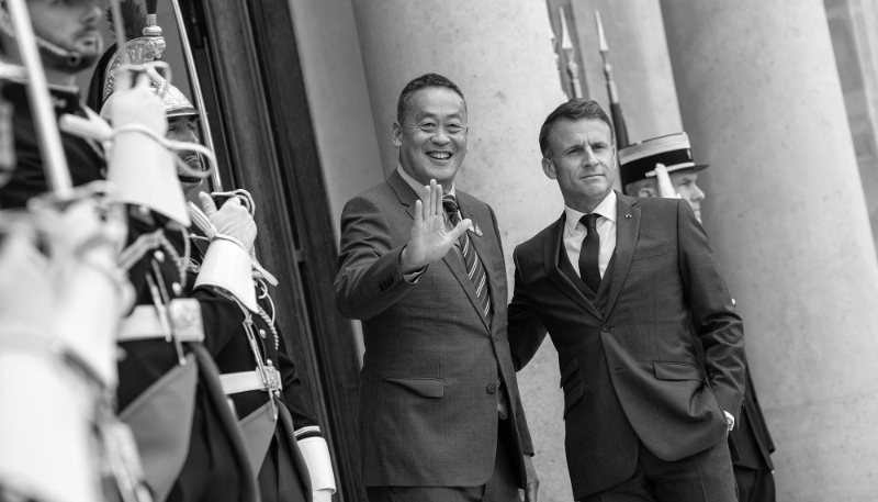 Le premier ministre thaïlandais Srettha Thavisin a rencontré le président français Emmanuel Macron à Paris, le 16 mai 2024.