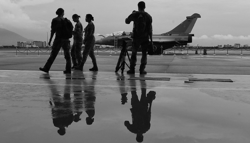 Un Rafale sur la base aérienne de Clark, au nord de Manille, le 28 juillet 2024, déployé dans le cadre de la mission Pégase 2024.