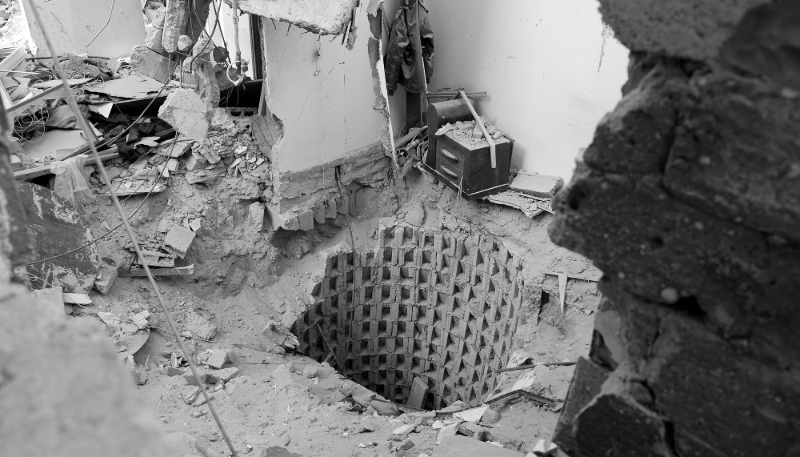 Une entrée de tunnel dans la bande de Gaza, le 13 septembre 2024. Les ballons de surveillance déployés par Tsahal, capables de scruter sous terre, ont pour objectif premier de cartographier le réseau souterrain du Hamas. 
