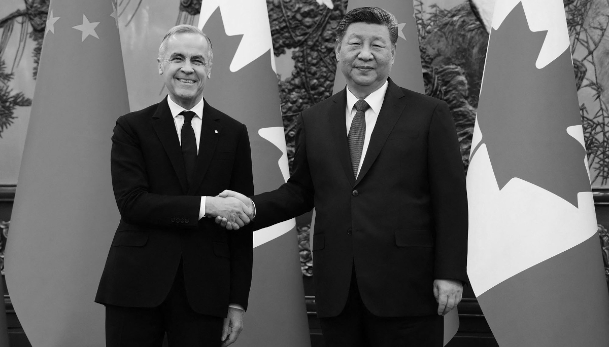 Le premier ministre canadien Mark Carney rencontre le président chinois Xi Jinping à Pékin, en Chine, le 16 janvier 2026.