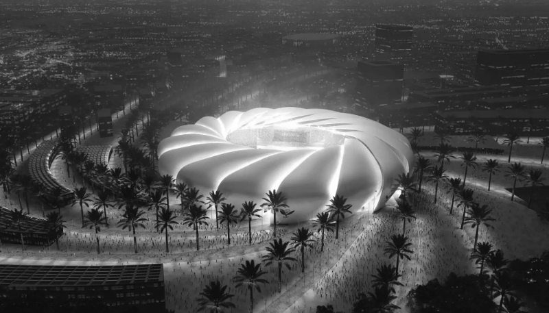 Le projet de l'Aramco Stadium de Dammam, l'un des quinze stades dont la construction ou la modernisation sont prévues en Arabie saoudite d'ici à la Coupe du monde de football 2034.