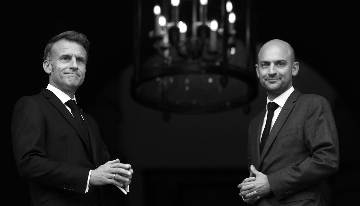 Le président français Emmanuel Macron et son ministre des affaires étrangères Jean-Noël Barrot au Quai d'Orsay, le 9 octobre 2025.