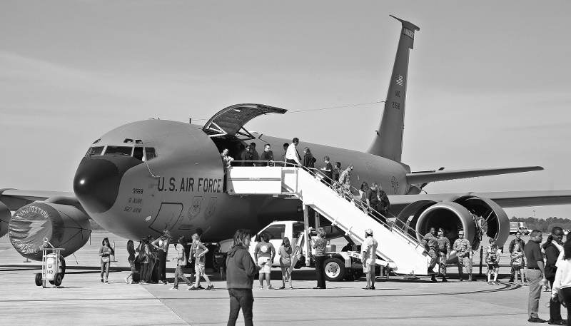 Un Boeing KC-135 Stratotanker de l'US Air Force sur la base aérienne de McDill, à Tampa (Floride), le 8 mars 2019. 