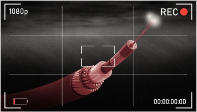 Coupe transversale d'un câble de communication sous-marin (illustration).