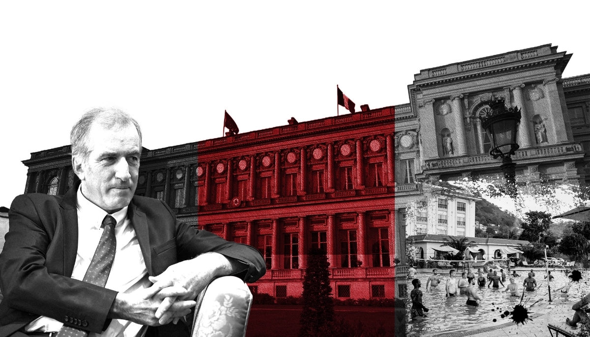 À gauche, Christophe Bigot. En vignette à droite, Le Ledger Plaza Bangui. En arrière-plan, le Quai d'Orsay. 