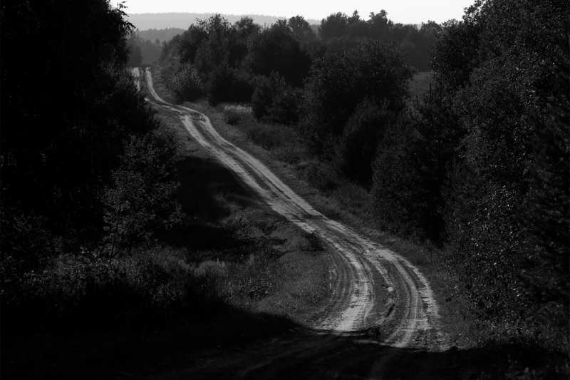 A road is pictured near Poland-Lithuania border.