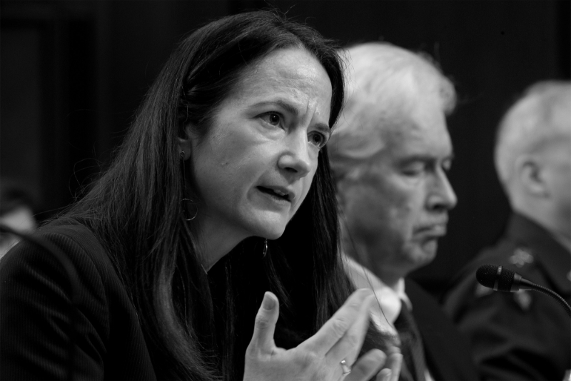 La director of national intelligence (DNI) Avril Haines et le directeur de la Central Intelligence Agency (CIA), William Burns, à Washington, le 10 mars 2022.