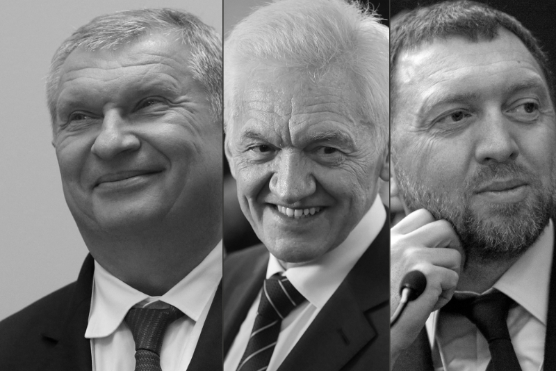 Igor Setchine, Gennady Timchenko et Oleg Deripaska.